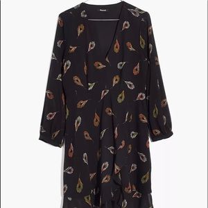 Madewell Long-Sleeve Poppy Dress Peacock Feathers